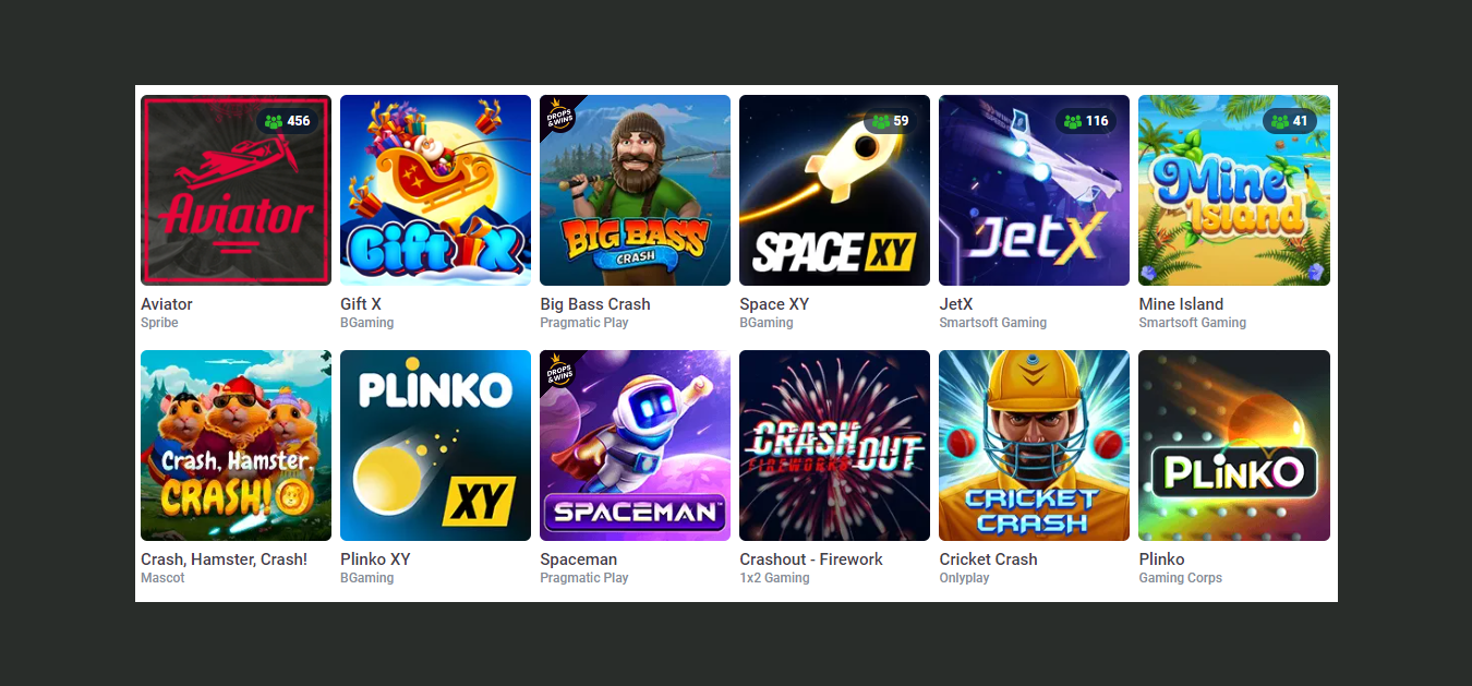 Instant Wins games at Casino 20 Bet Online Crash games at 20Bet Casino Online