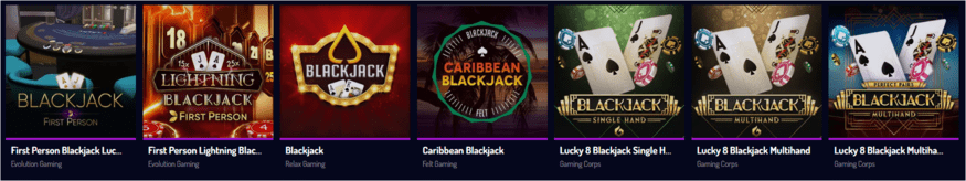 Popular BlackJack games Lucky8 Casino