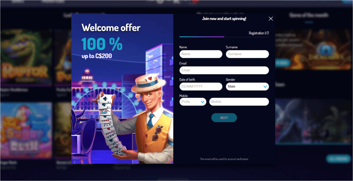 Registration account in Lucky8 Casino