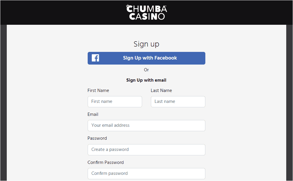 chumba casino login or sign up registration
