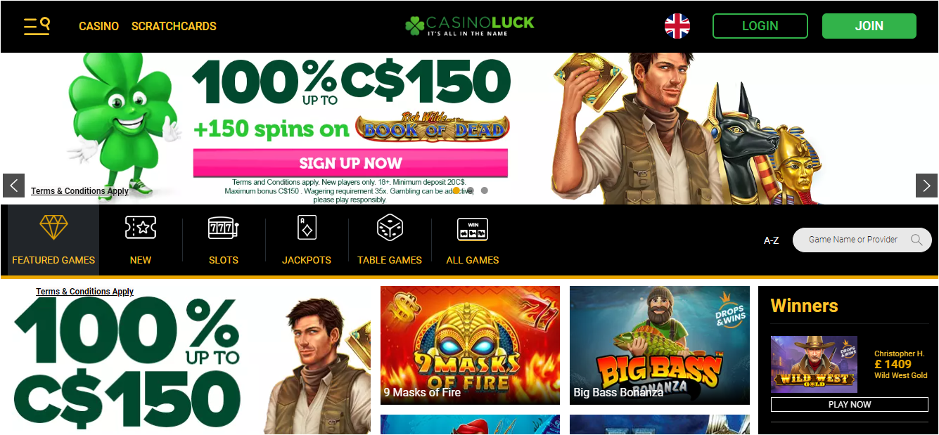 casinoluck casino welcome bonus homepage