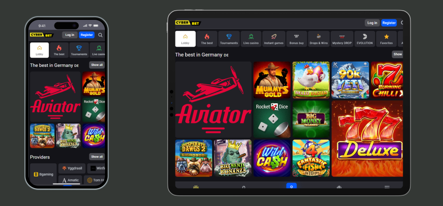 CyberBet Online Casino on mobile screen Cyber Bet mobile version