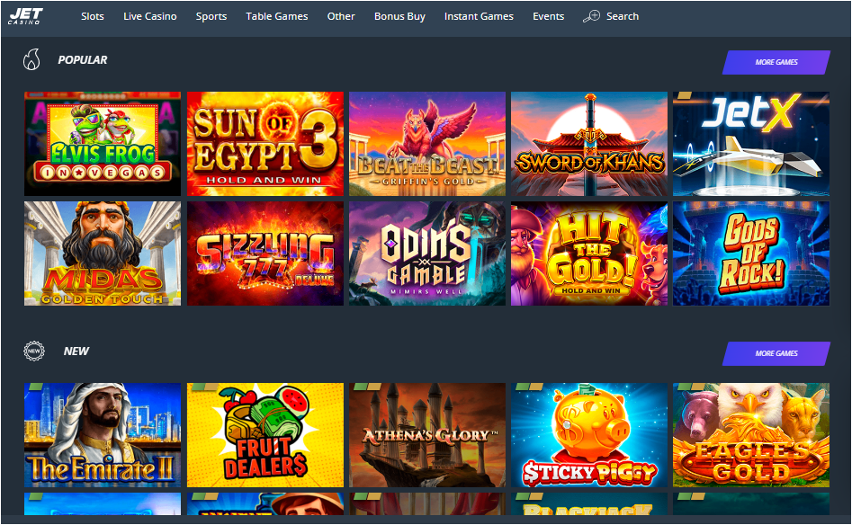 Jet Canada Games Top Games at Online Casino Jet