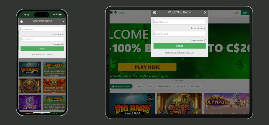 Mobile Version at Online Casino Luckster Luckster Online Casino On Mobile
