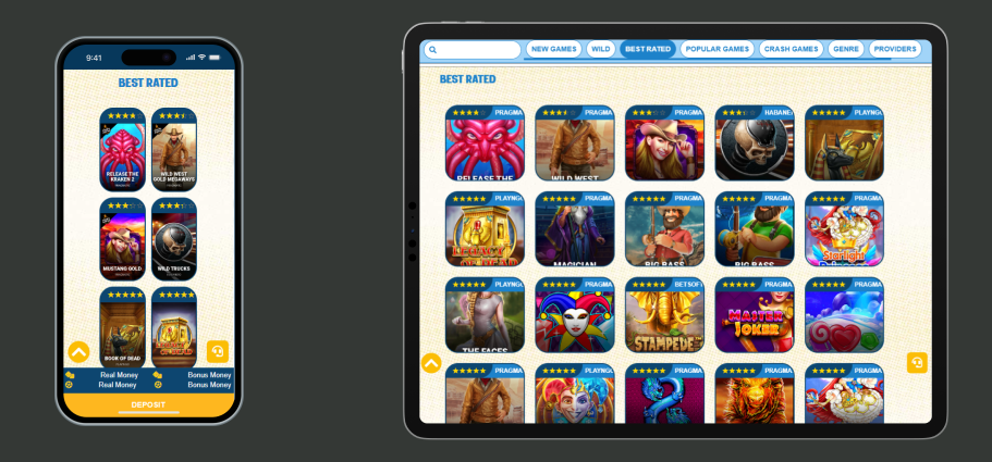 Mobile version of Lucky Bull Online casino luckybull casino mobile