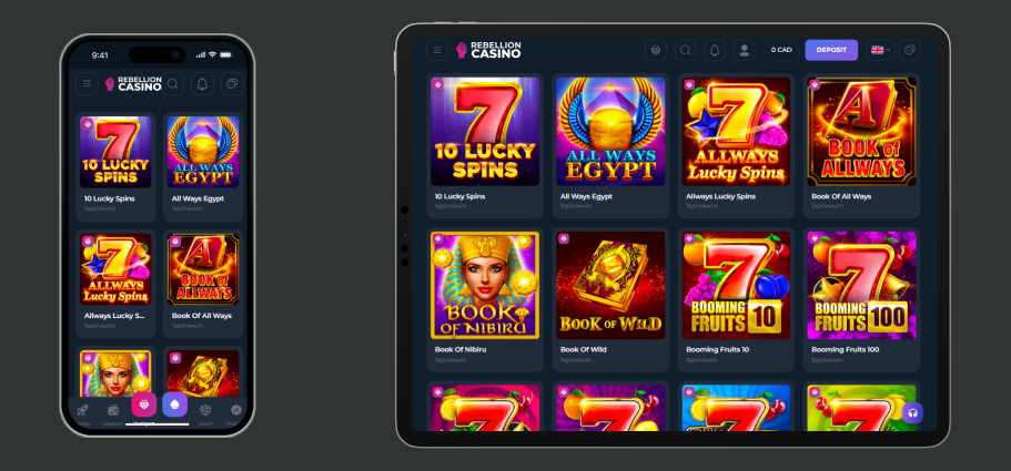Mobile version Casino Rebellion Website Rebellion Online Casino Mobile