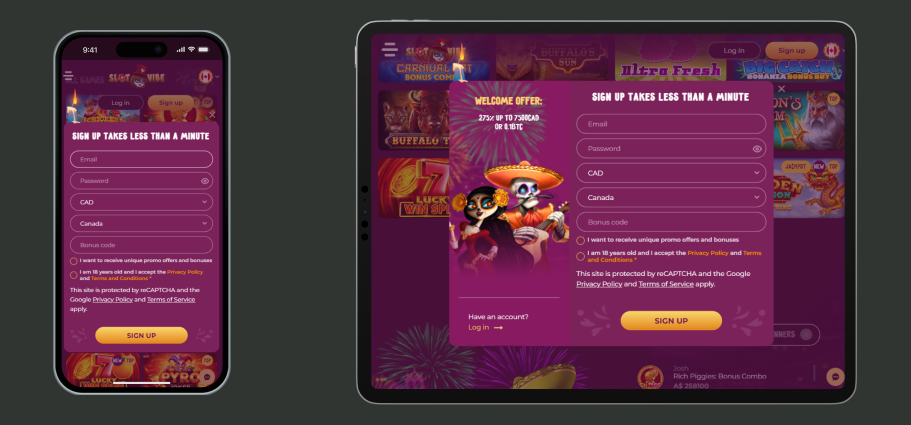 Mobile website Slots Vibe Online Slot Vibe casino On mobile screen