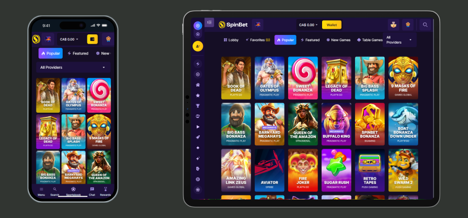 BetSpin Online Casino on Mobile Phone Screen Mobile version of Casino Online Bet Spin