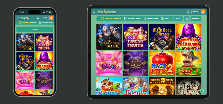 CasinoTrips on mobile screen Trip$ Online Casino Mobile Version